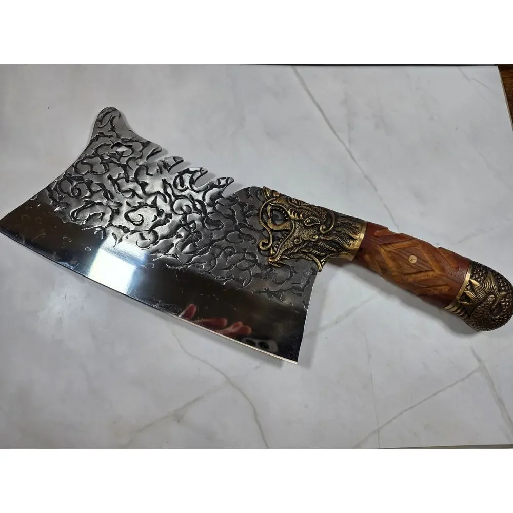 Chinese Dragon serbian style Chef knife with sheath